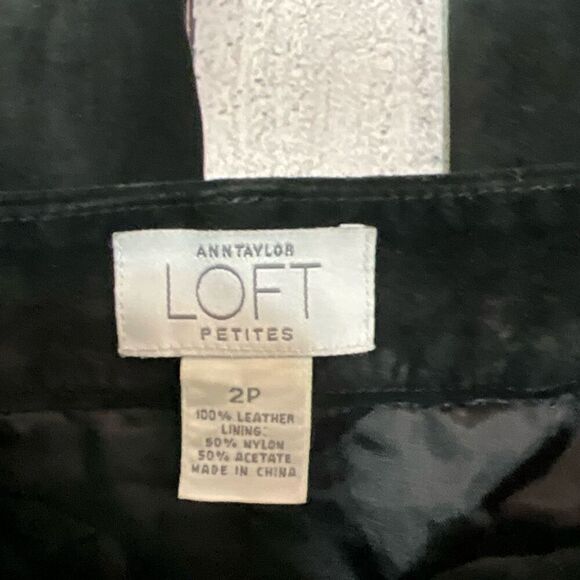 ANN TAYLOR LOFT Black Suede Leather Pants - Picture 3 of 3